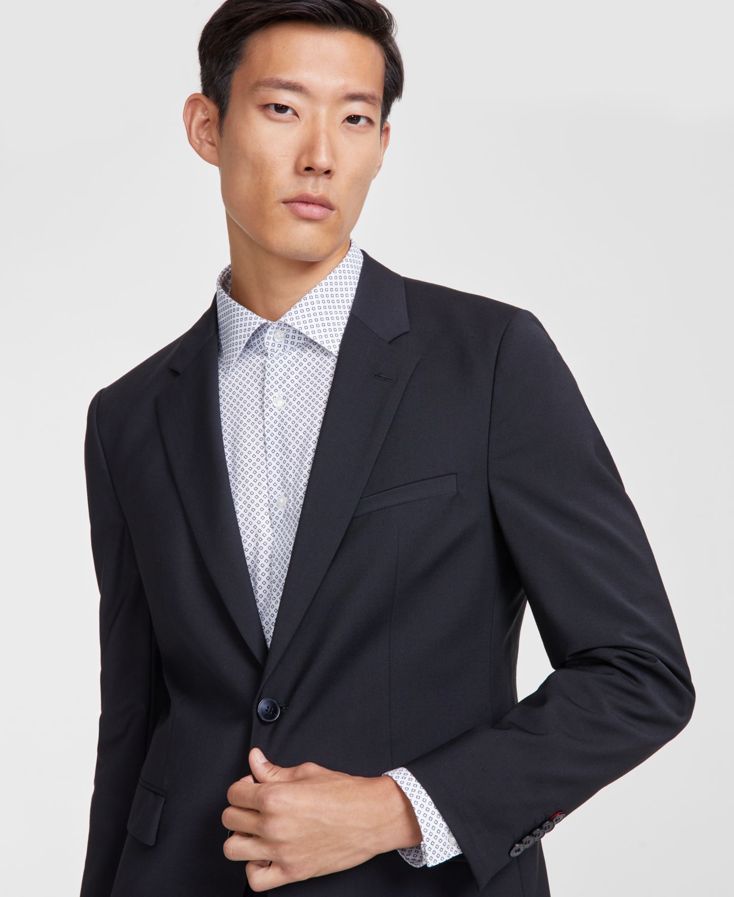 Мужской пиджак Hugo Boss Modern-Fit Solid Wool-Blend Suit, цвет: Чёрный — фото 4