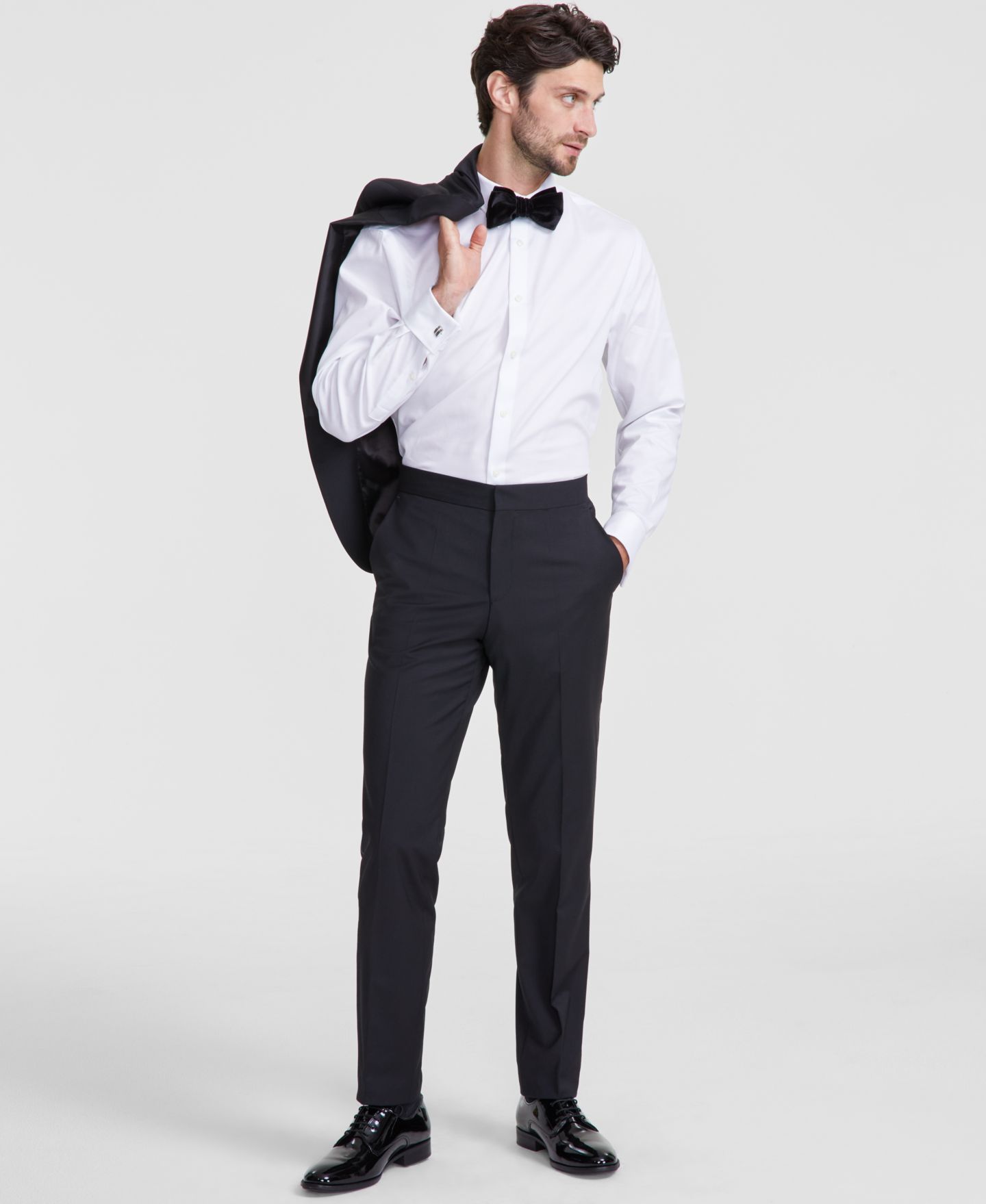 Мужские брюки Hugo Boss Modern-Fit Wool Blend Super Flex Stretch Tuxedo Pant, цвет: Чёрный — фото 1