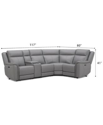 Addyson 117" 5-Pc. Leather Sectional with 2 Zero Gravity Recliners with Power Headrests, Created for Macy's