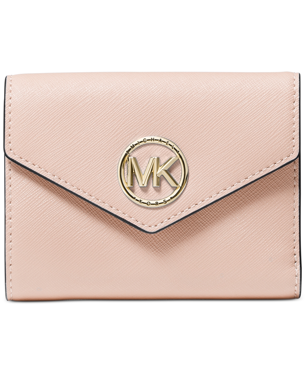 Michael Kors Michael  Greenwich Leather Envelope Trifold Wallet In Soft Pink