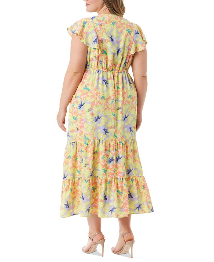 Jessica Simpson Trendy Plus Size Kariana Flutter-Sleeve Dress - Macy's