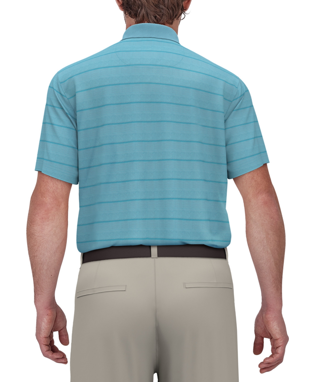 Pga Tour Men's Short Sleeve Birdseye Jacquard Performance Polo Shirt