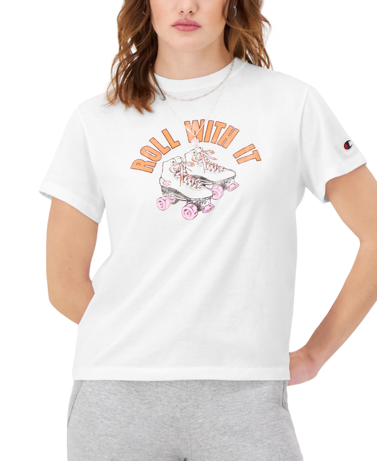Champion Women's Classic Graphic Crewneck T-shirt In White