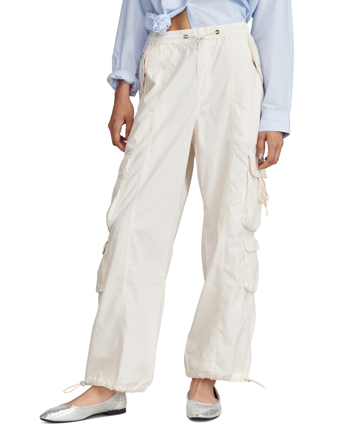 Shop Lucky Brand Women's Exaggerated Cargo Flight Drawcord-waist Pants In Tofu