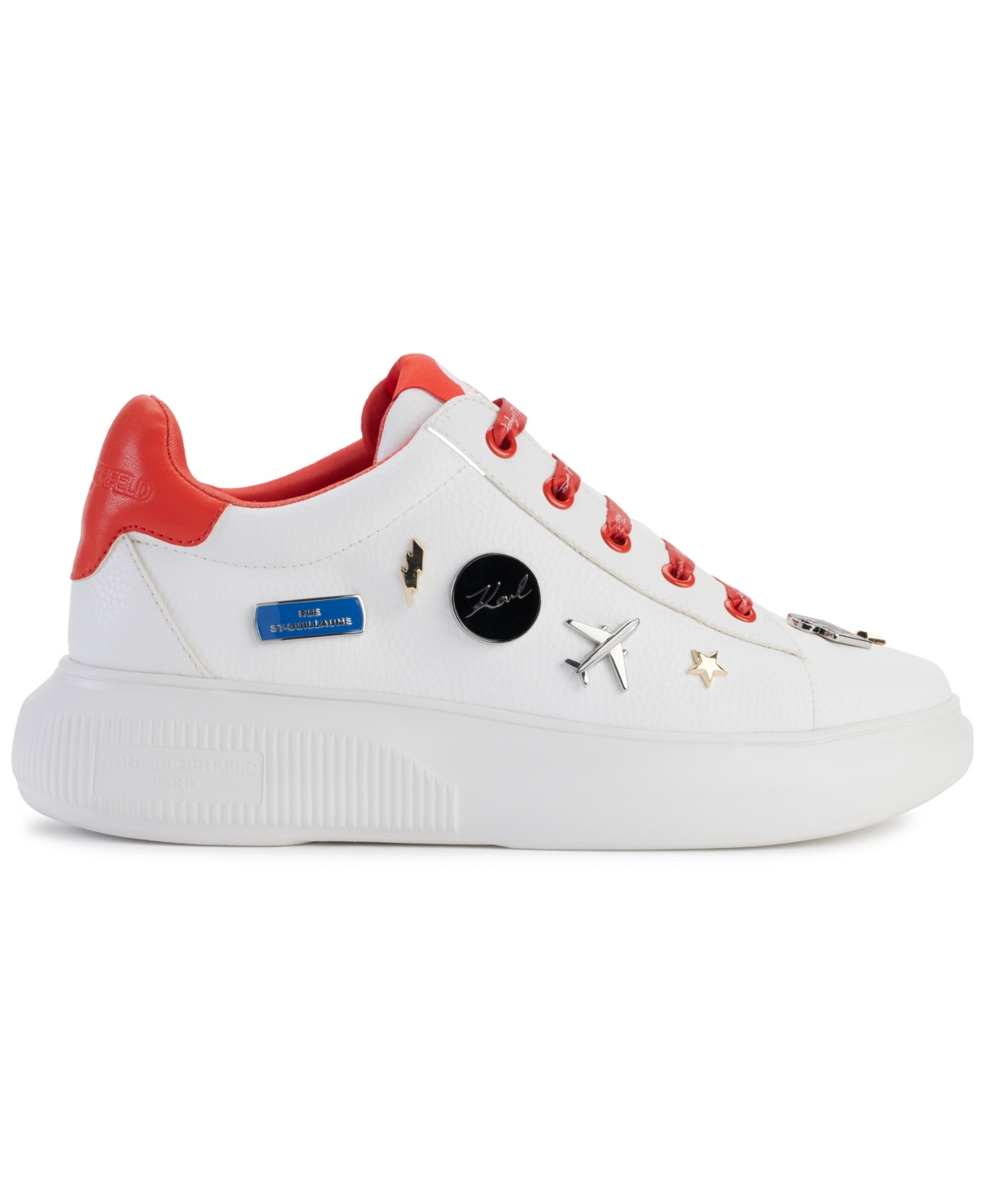 Shop Karl Lagerfeld Justina Lace Up Platform Sneakers In Bright White,black
