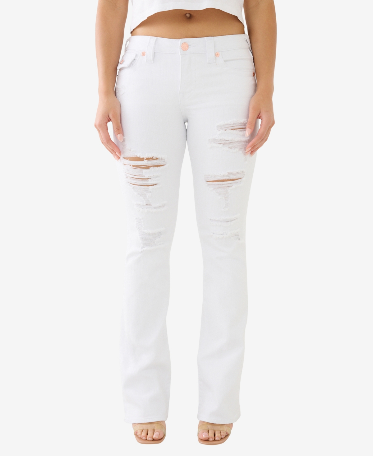 Women's Becca Flap Bootcut Jeans - Optic White Destroyed