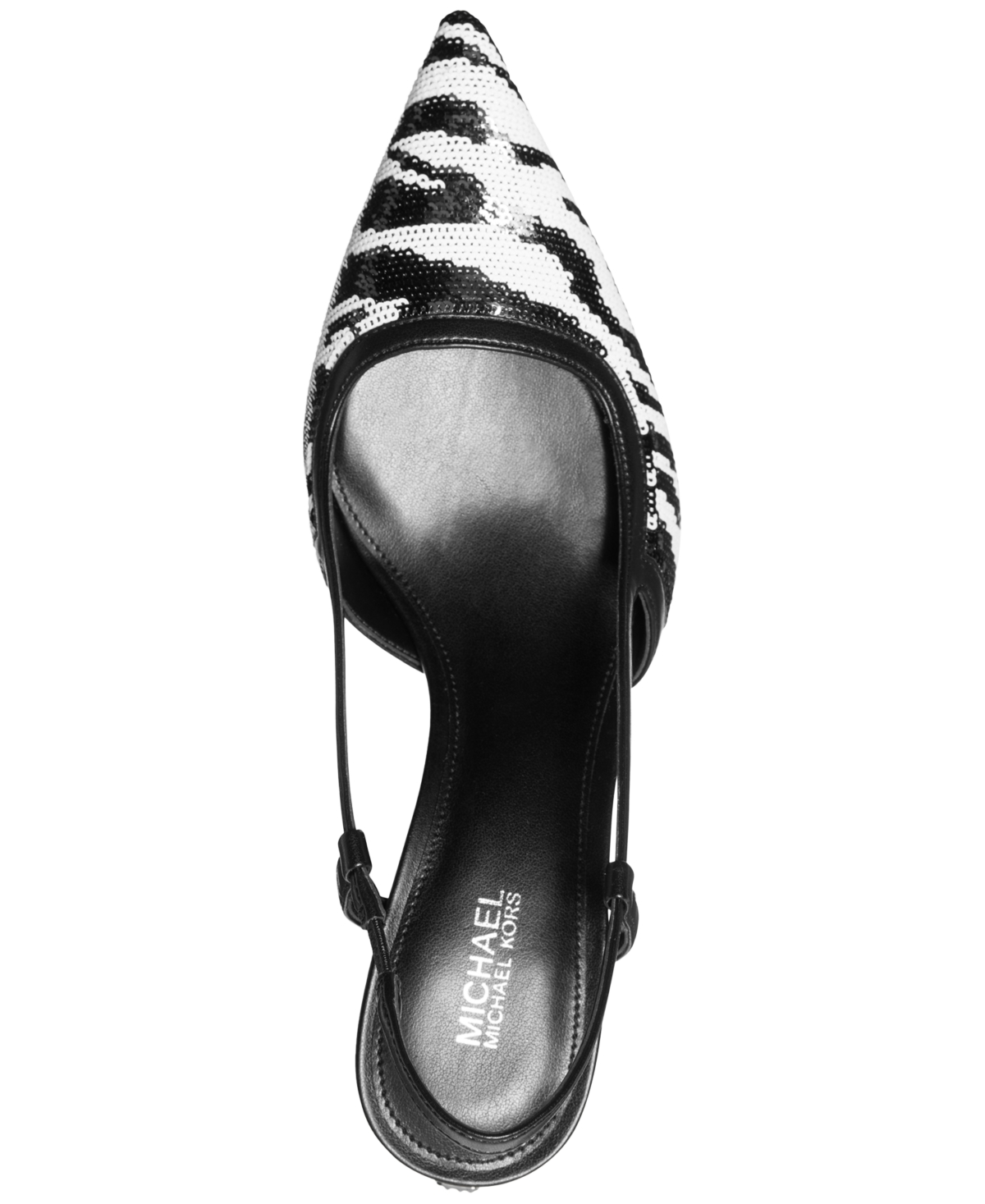 Shop Michael Kors Michael  Women's Alora Pointed Toe Mid Heel Slingback Pumps In Optic White,black
