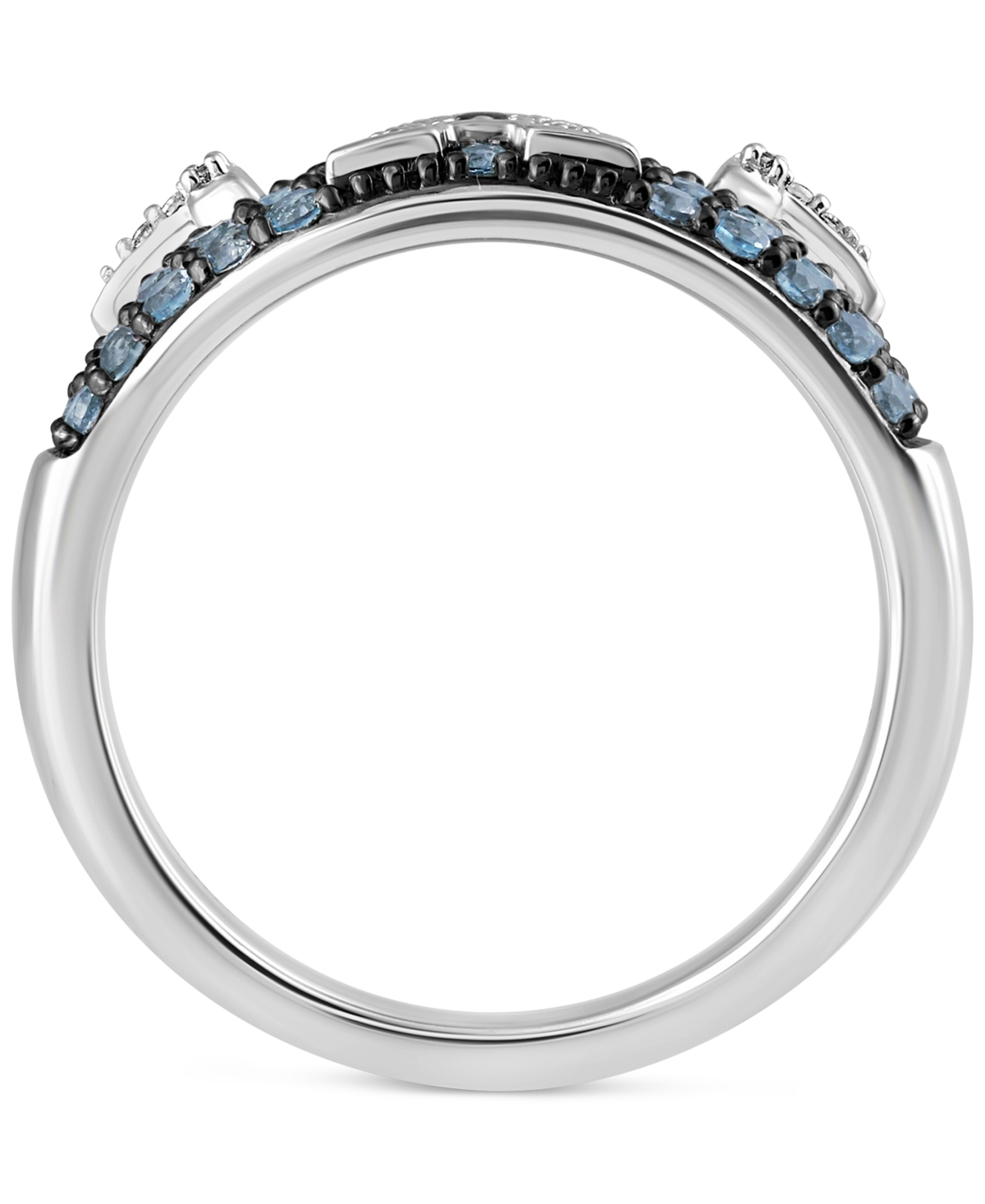 Marvel Wonder Fine Jewelry Swiss Blue Topaz (5/8 ct. t.w.) & Diamond (1/10 ct. t.w.) Captain America Ring - Sterling Silver