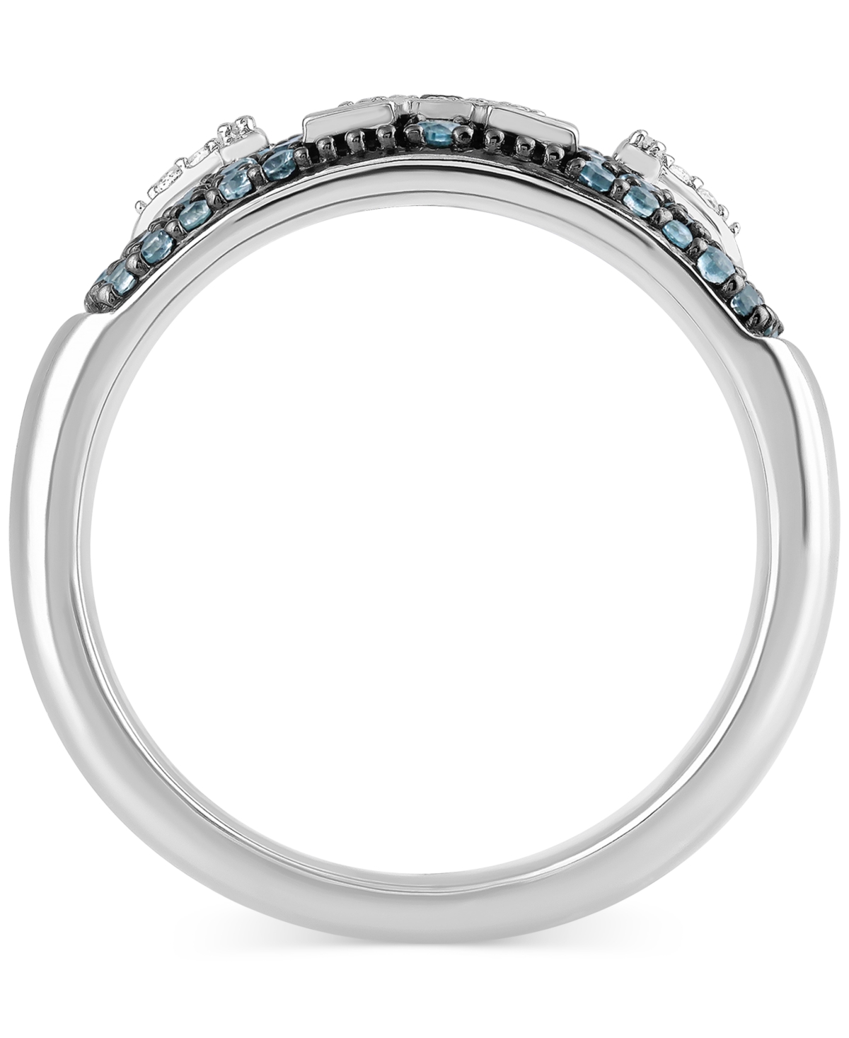 Marvel Wonder Fine Jewelry Men's Swiss Blue Topaz (3/4 ct. t.w.) & Diamond (1/10 ct. t.w.) Captain America Ring - Sterling Silver