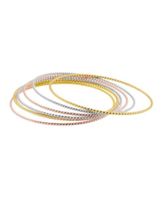 14K Gold-Plated Tri-Color Skinny 7-Piece Bangle Set