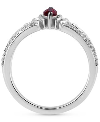 Marvel Garnet (1/4ct. t.w.) Sapphire (1/20 ct. t.w.) & Diamond (1/6 ct. t.w.) Spiderman Ring in Sterling Silver