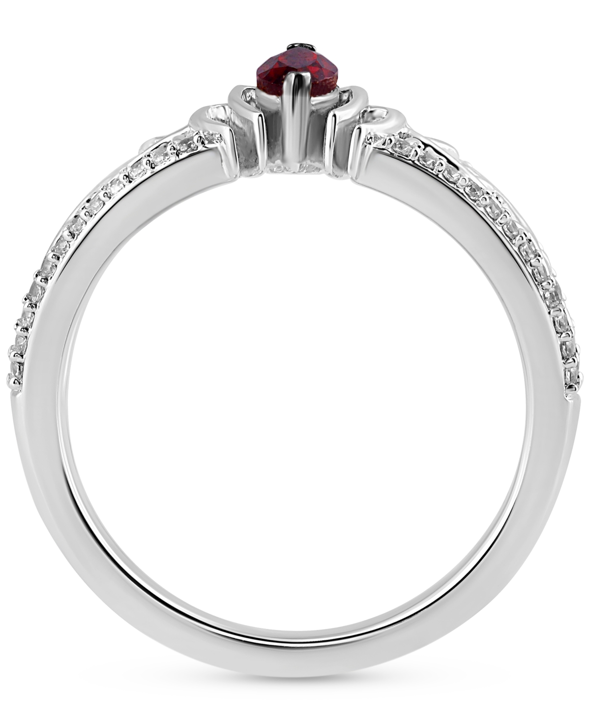 Wonder Fine Jewelry Marvel  Garnet (1/4ct. T.w.) Sapphire (1/20 Ct. T.w.) & Diamond (1/6 Ct. T.w.) Sp In Sterling Silver