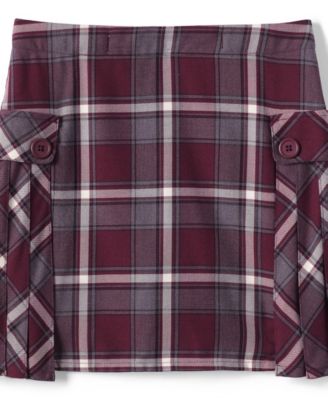 Girls Side Pleat Plaid Skort Above the Knee
