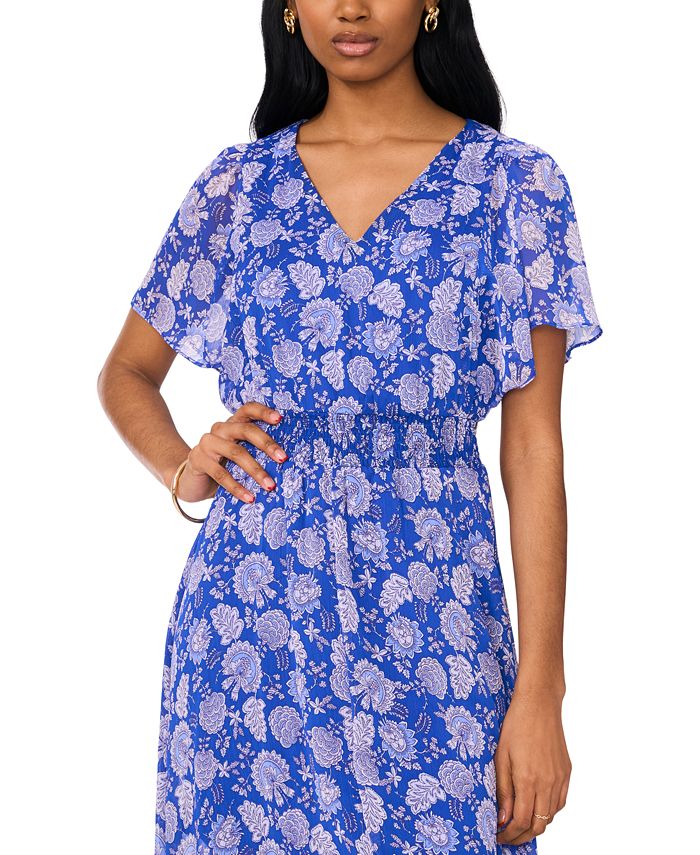 MSK Women's Flutter-Sleeve Handkerchief-Hem Maxi Dress - Macy's