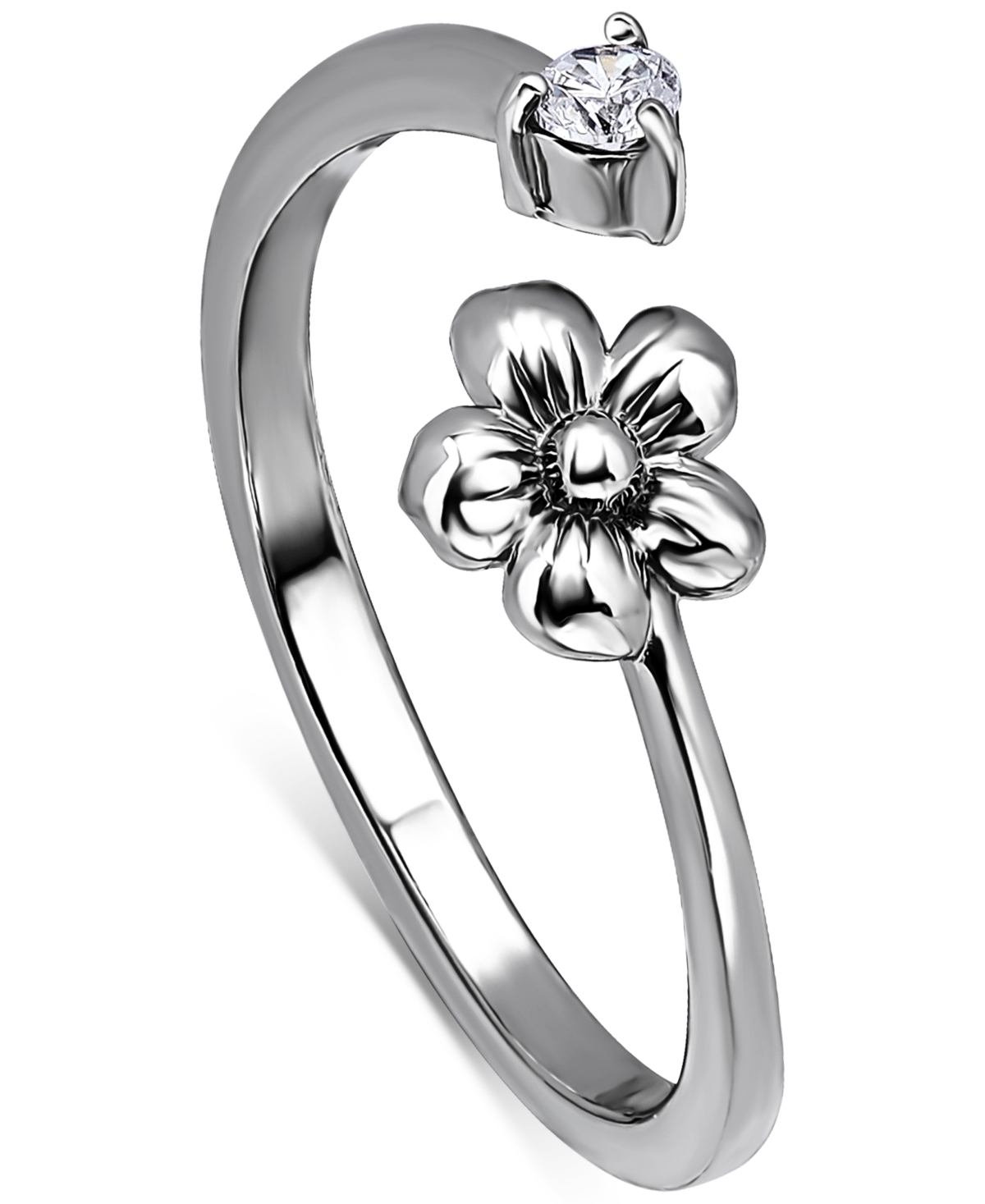 Giani Bernini Cubic Zirconia Flower Bypass Toe Ring, Created For Macy's In Silver