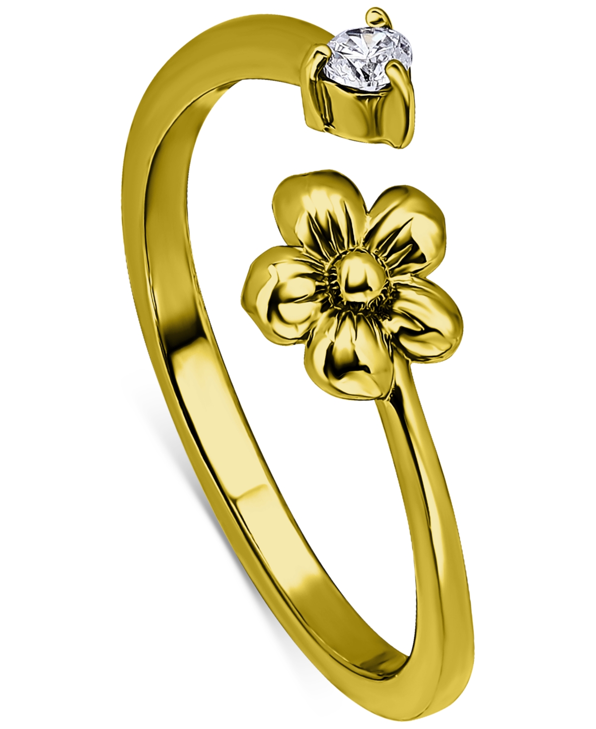 Giani Bernini Cubic Zirconia Flower Bypass Toe Ring, Created For Macy's In Gold