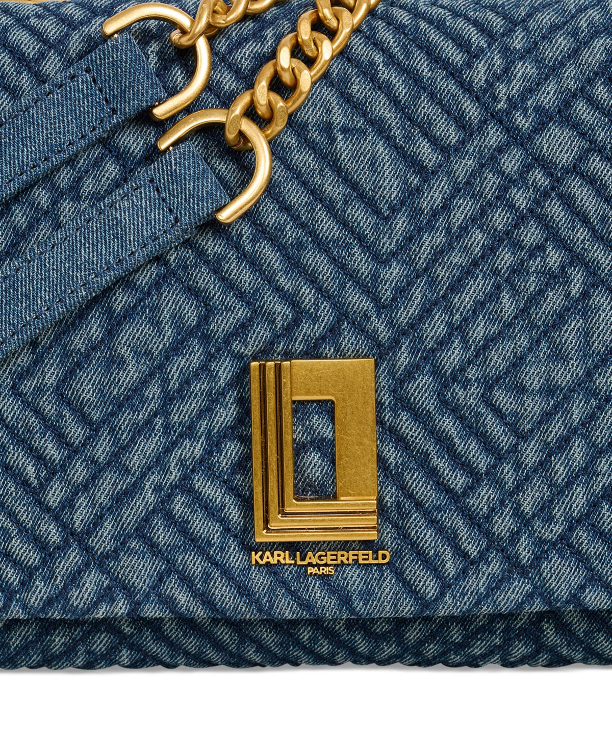 Shop Karl Lagerfeld Lafayette Small Denim Shoulder Bag In Denim Comb