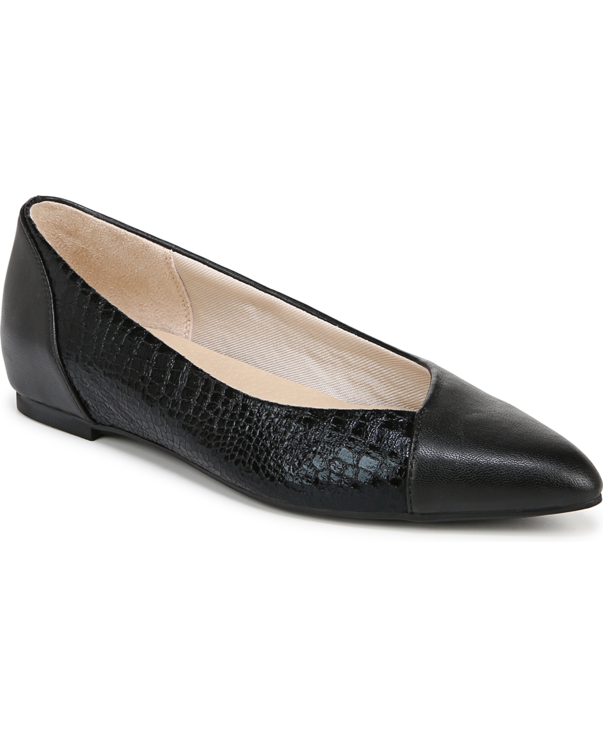 Lifestride Promise Ballet Flats In Black Faux Leather