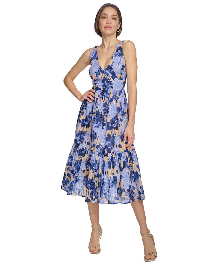 Tommy Hilfiger Women's Floral Print Fit & Flare Dress Black Size 10