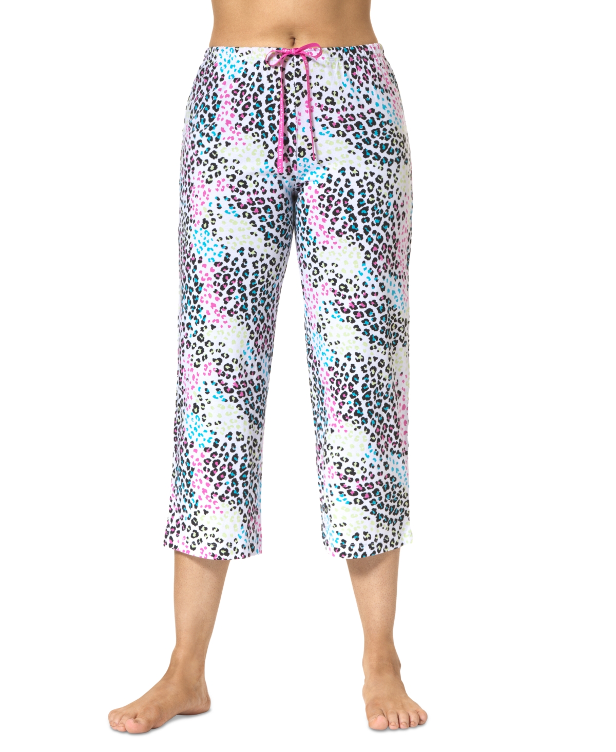 Hue Women's Spring Leopard Printed Capri Pajama Pants In White