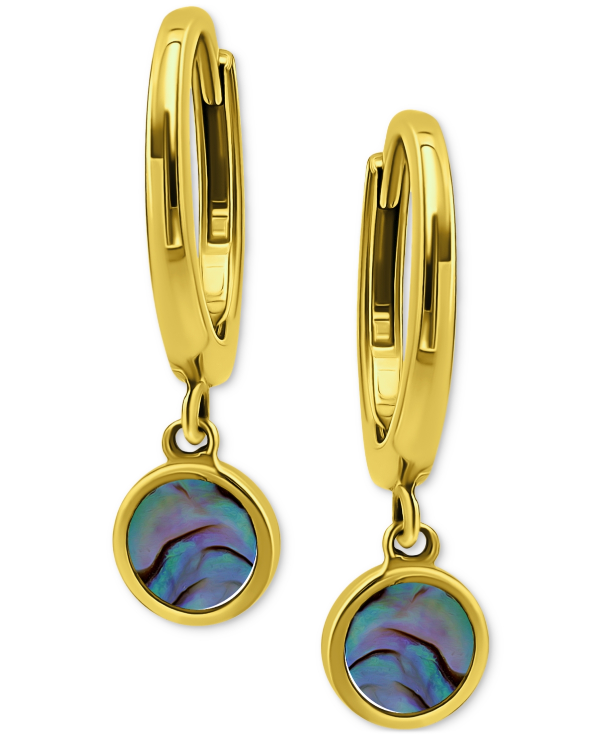 Shop Giani Bernini Abalone Disc Dangle Hoop Drop Earrings In 18k Gold-plated Sterling Silver, Created For Macy's