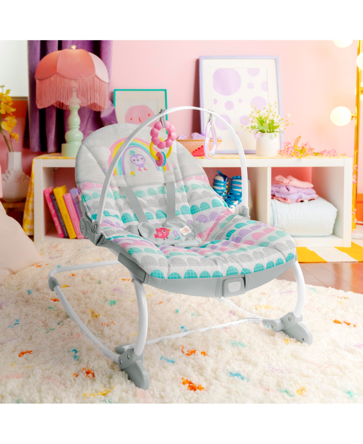 Shop Bright Starts Rosy Rainbow Infant To Toddler Rocker In Multi