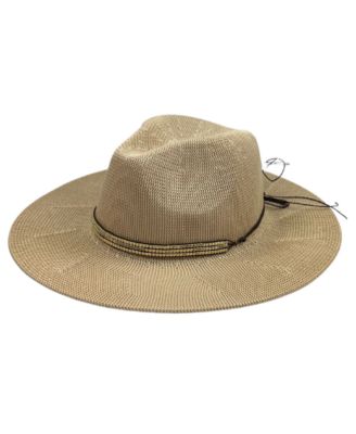 Women's Packable Panama Hat with Beaded Trim