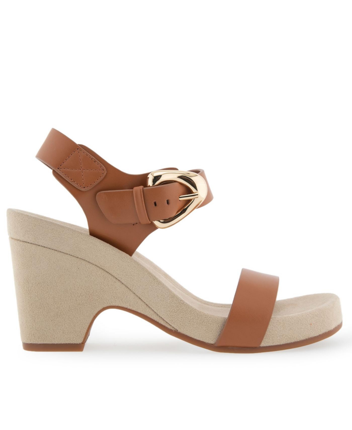 Aerosoles Women's Meyer Open Toe Buckle Strap Wedge Sandals