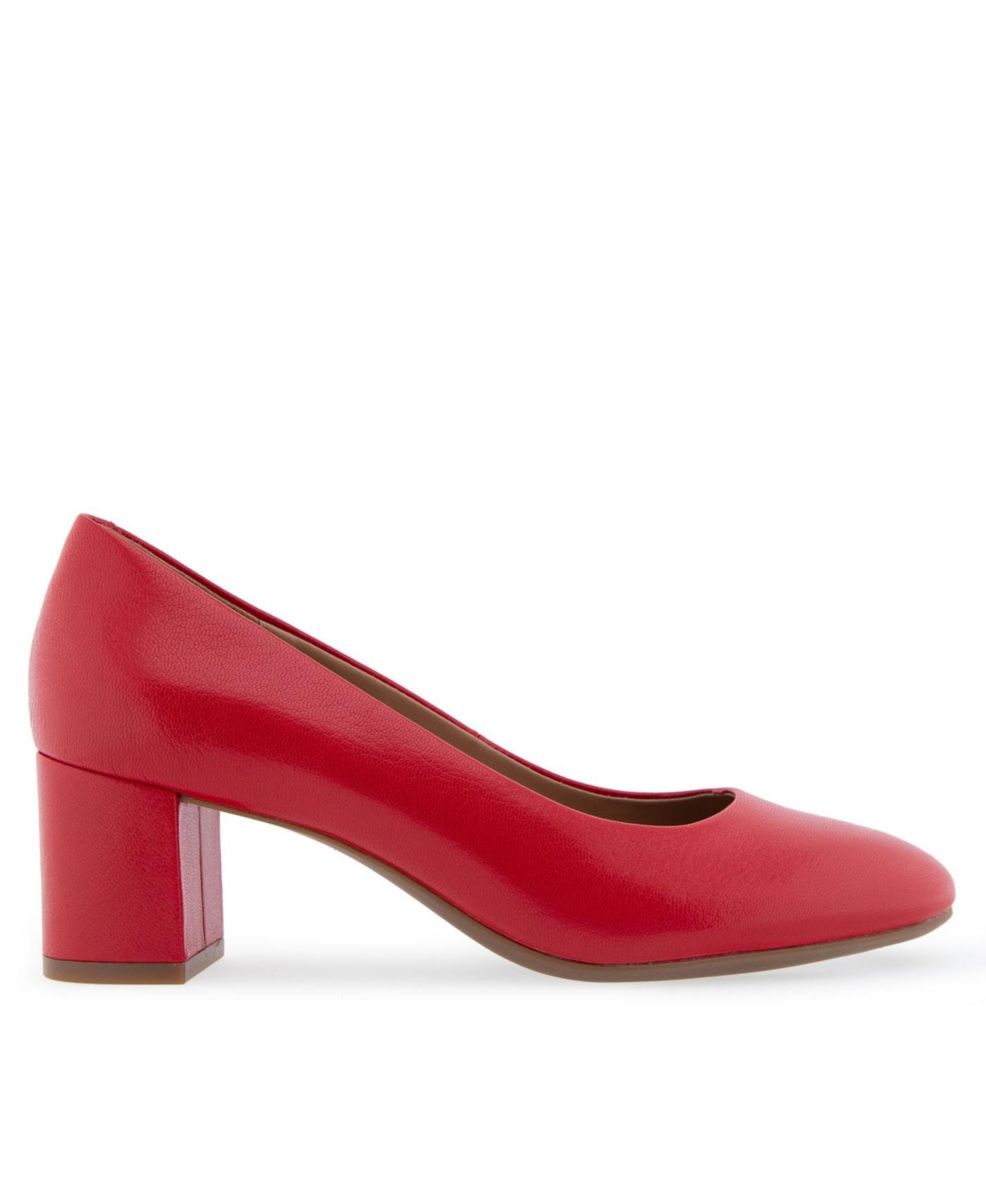 Shop Aerosoles Ebel Dress Mid Heel Pumps In Racing Red Leather