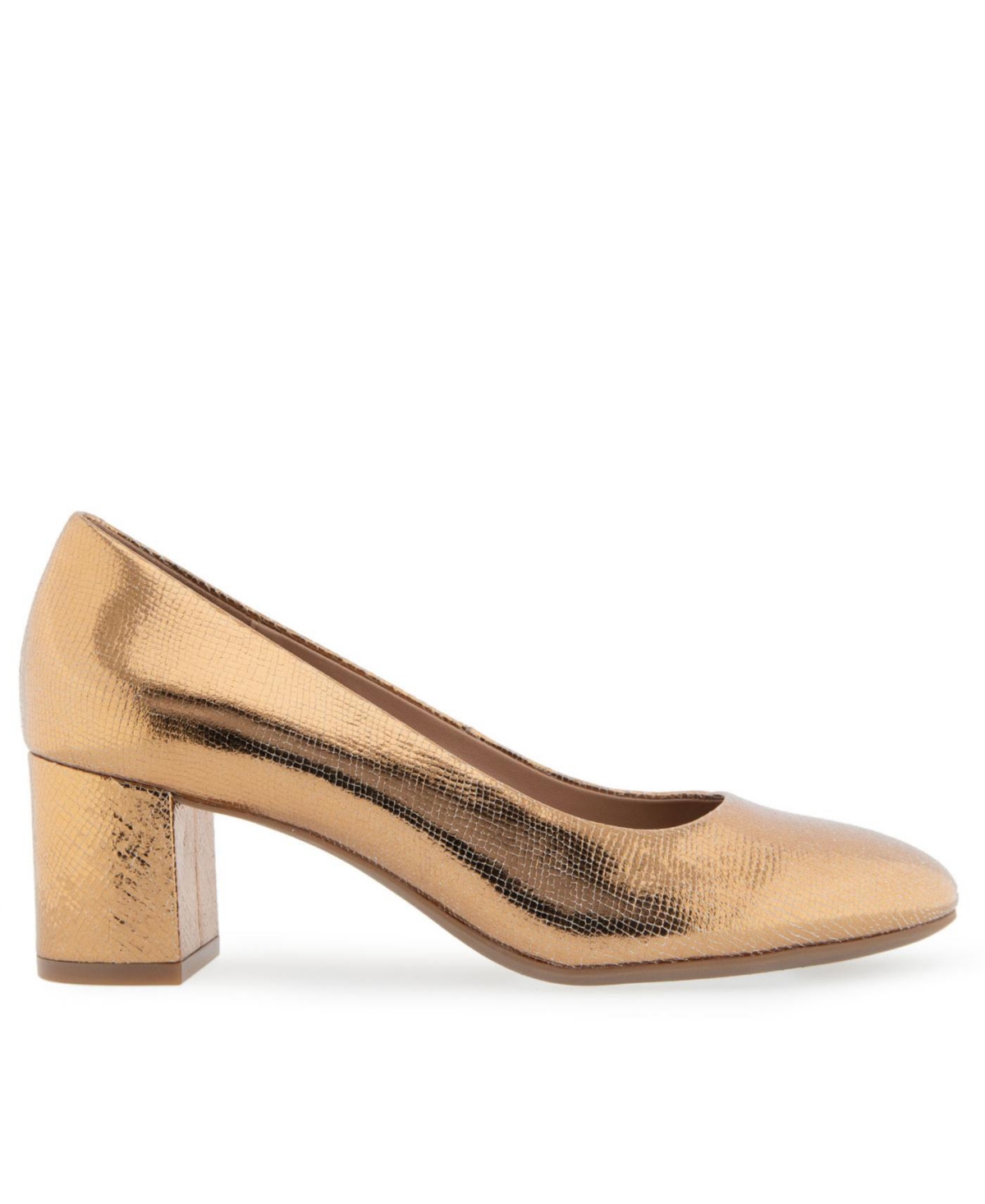 Shop Aerosoles Ebel Dress Mid Heel Pumps In Light Bronze Leather
