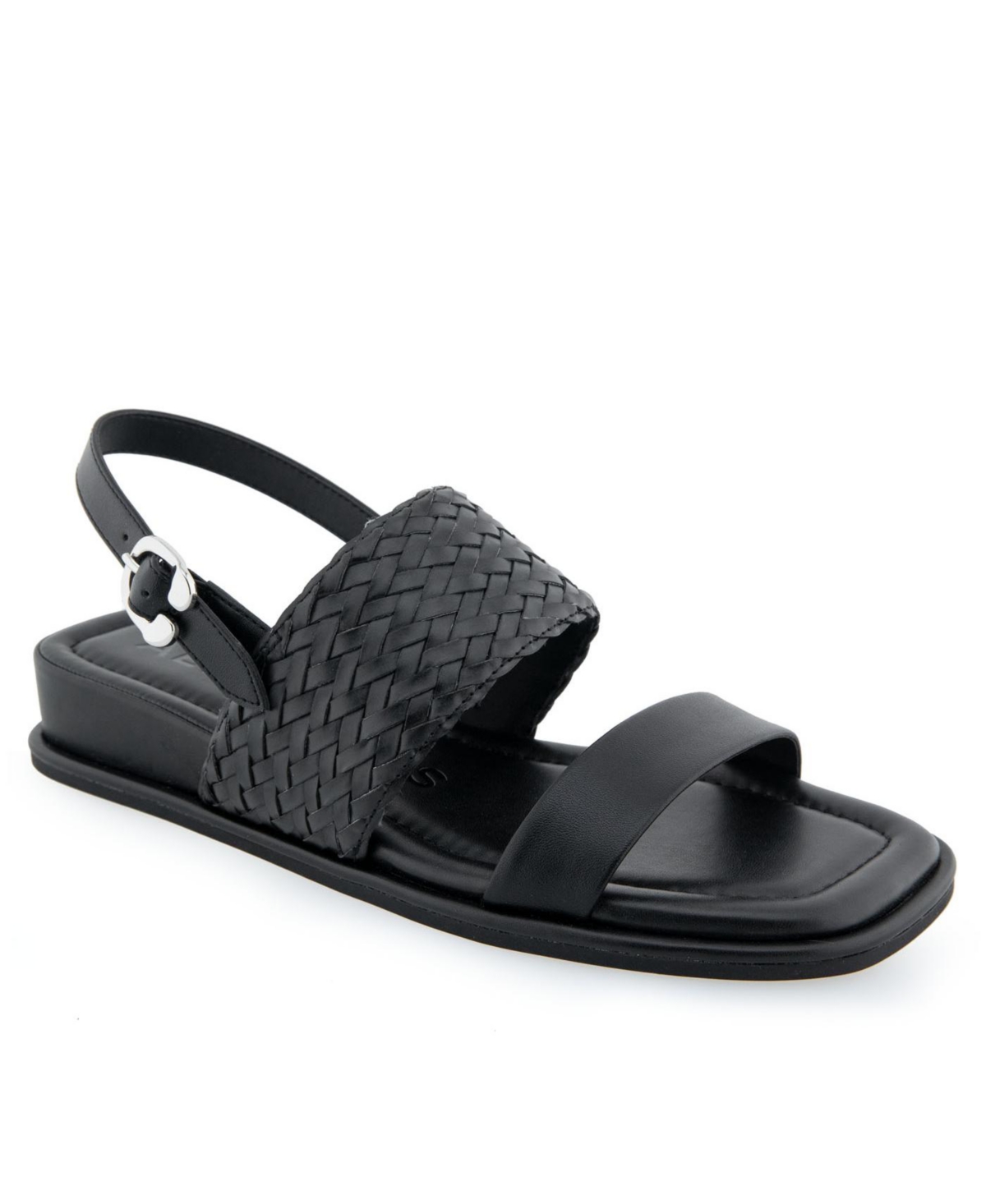 Shop Aerosoles Women's Broome Short Wedge Sandals In Black Polyurethane