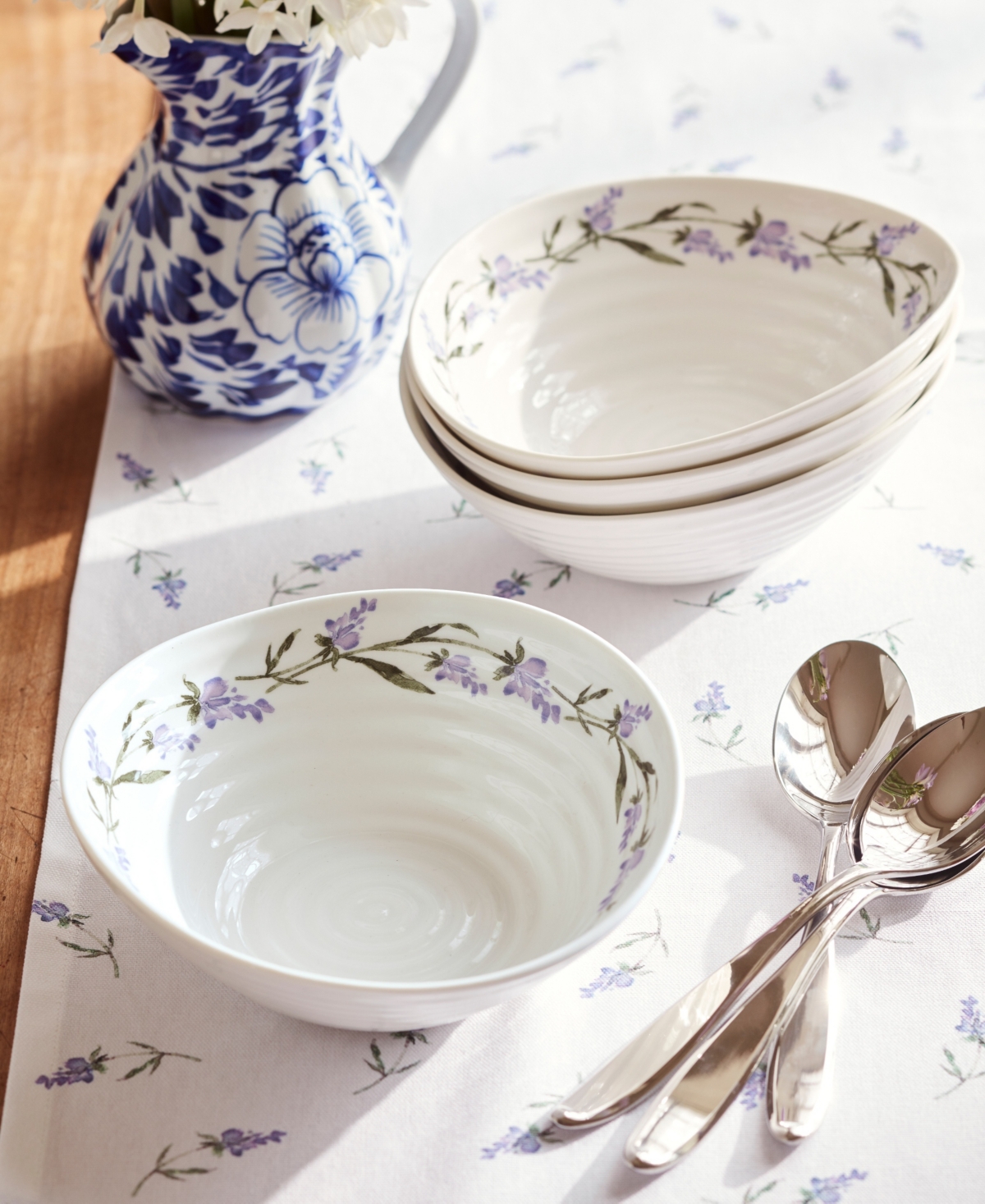 Portmeirion Sophie Conran Lavandula Cereal Bowls, Set Of 4 In White