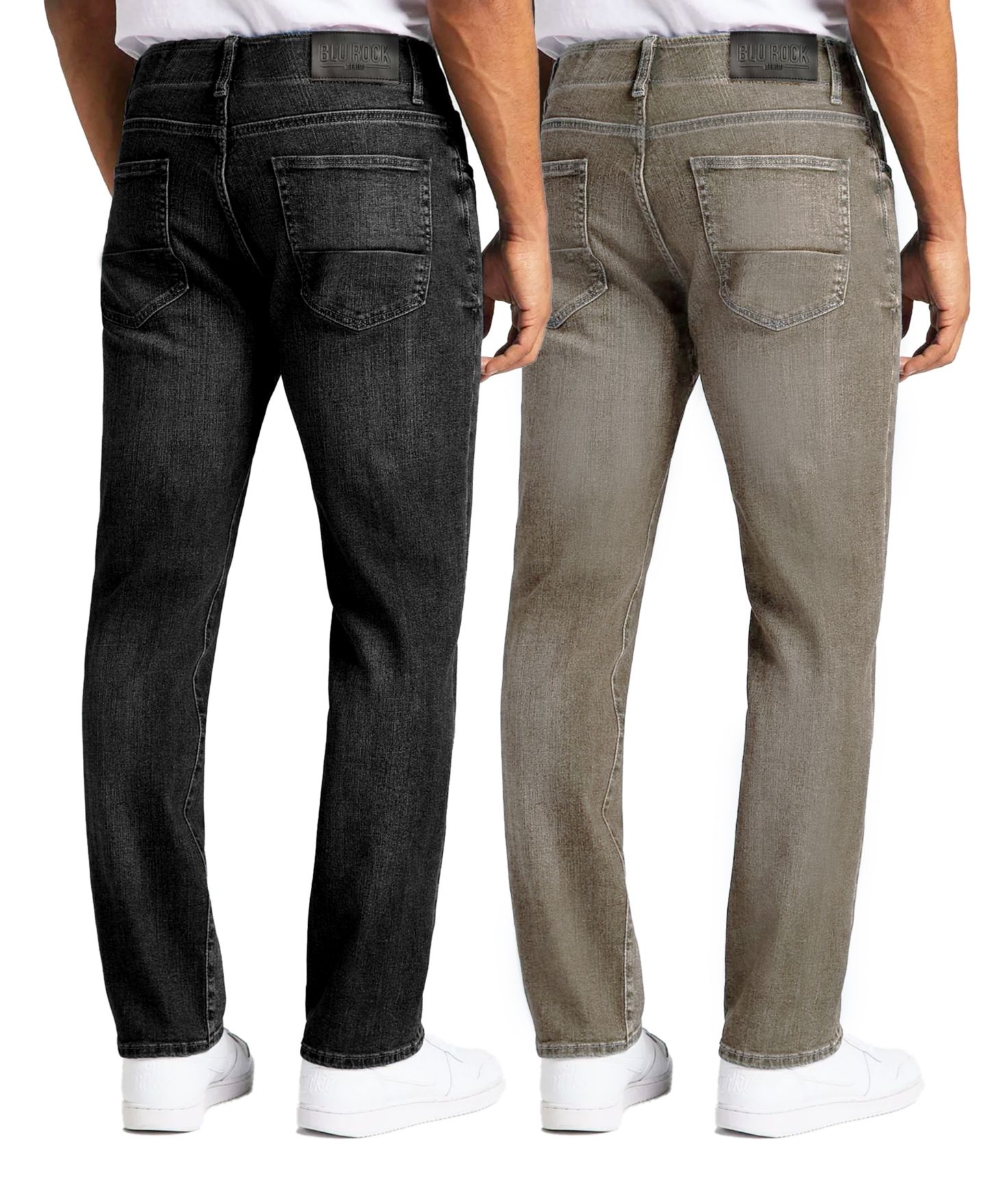 Мужские джинсы Blu Rock Flex Stretch Slim Straight Jeans, Pack of 2, цвет: Чёрный / Серый — фото 2