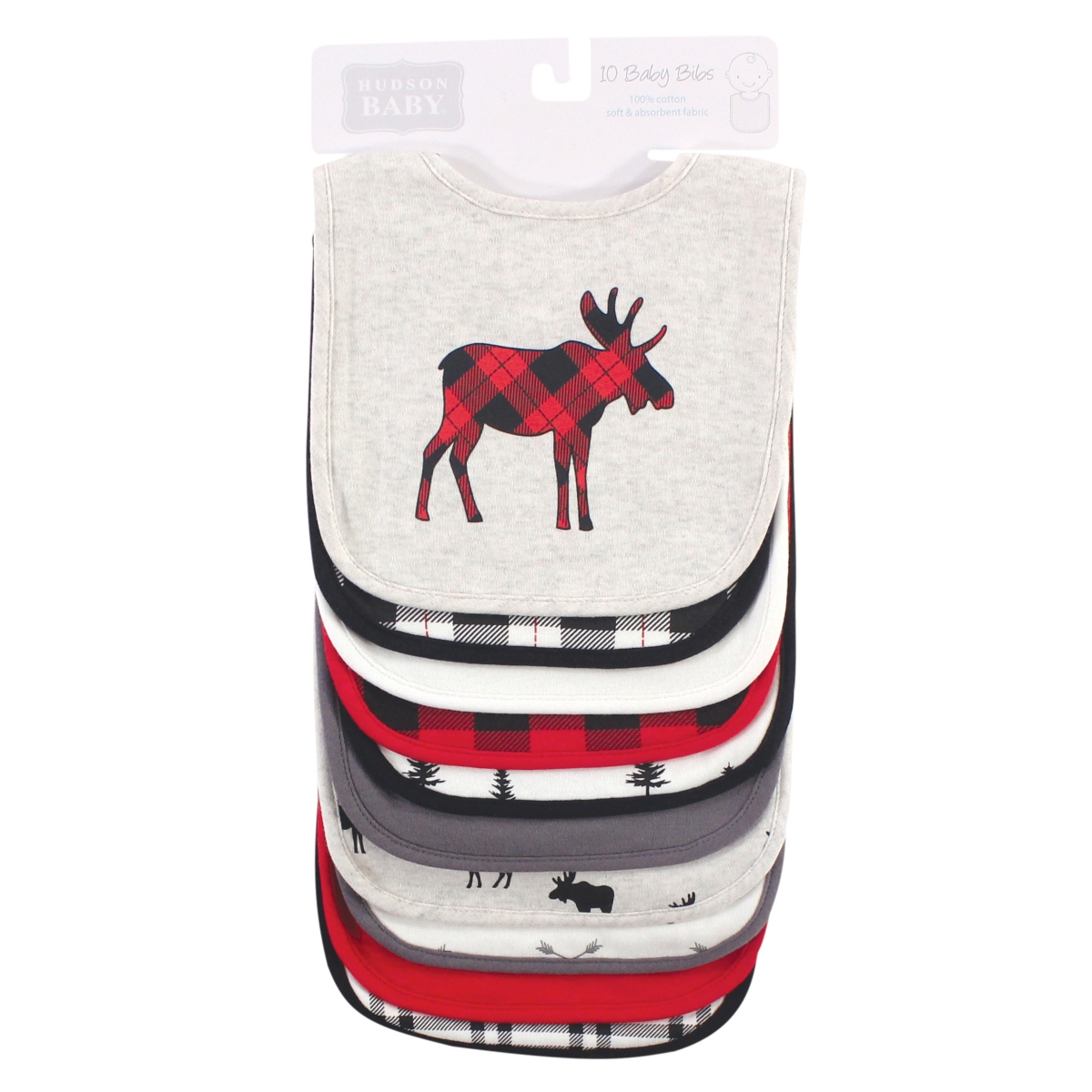 Hudson Baby Boys 10-Piece Soft Interlock Feeding Bib Set