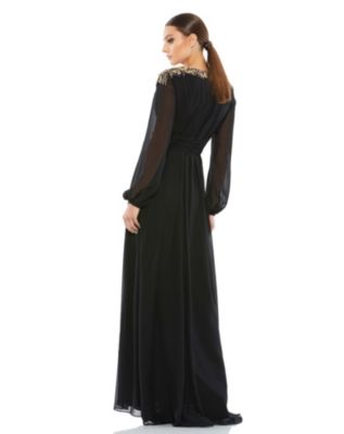 Women's Ieena Embellished Shoulder Blouson Sleeve Evening Gown
