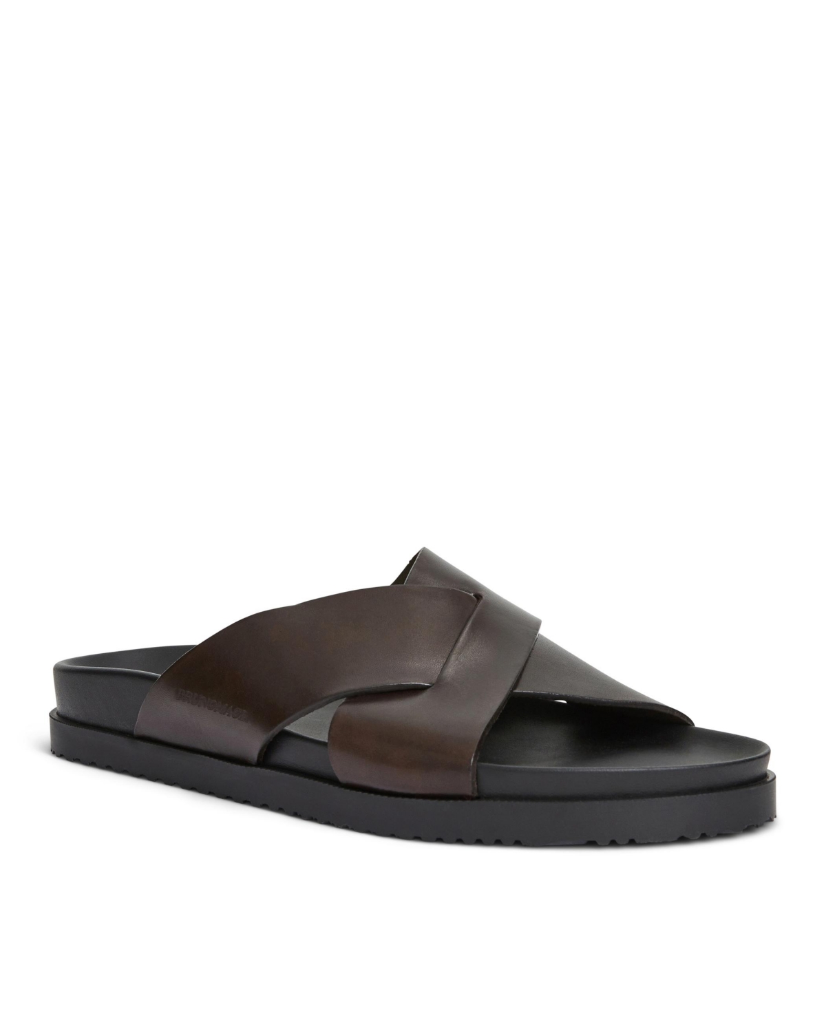 Men's Bologna Leather Crisscross Sandals - Dark Brown