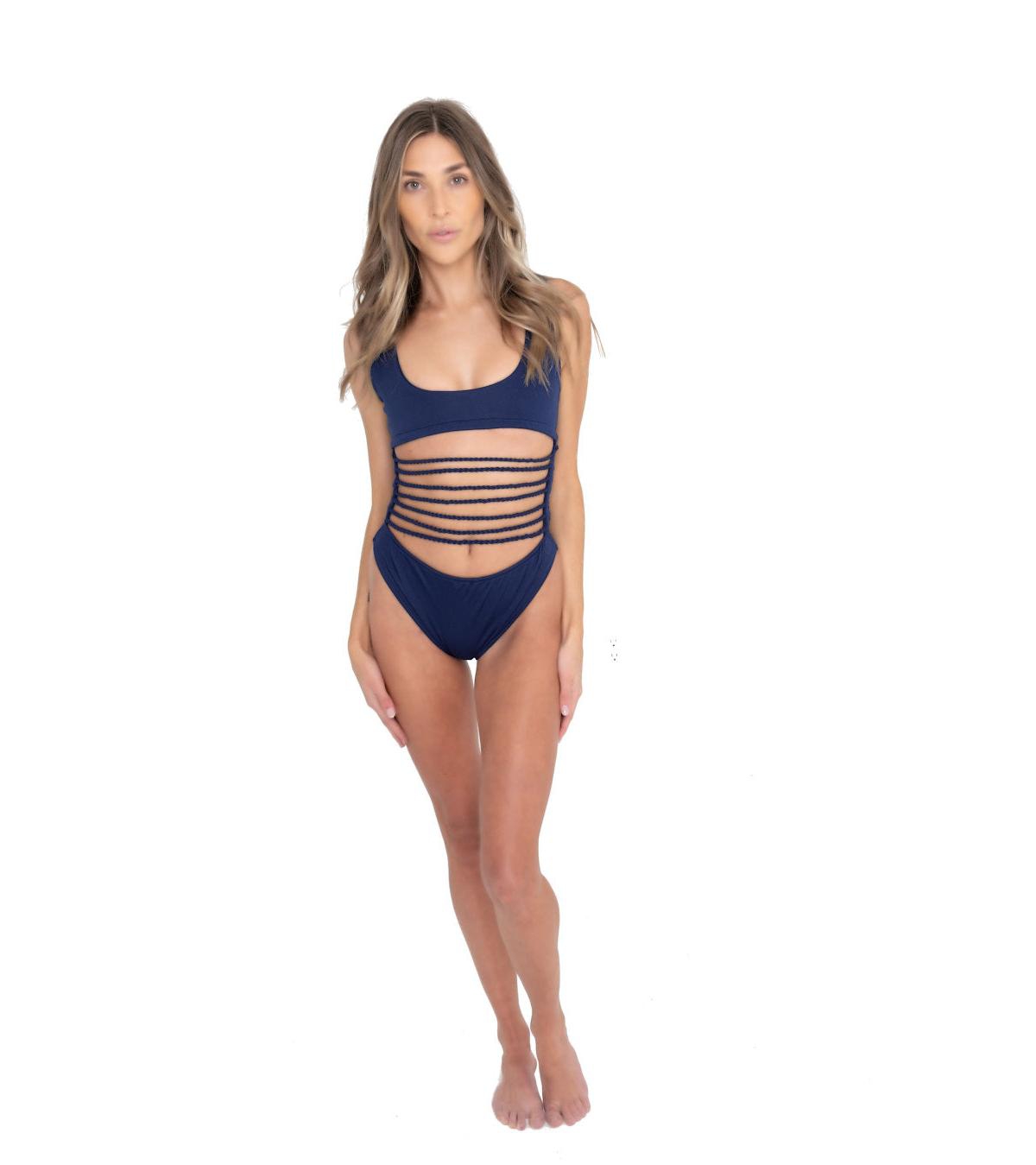 Women's Rope-a-Dope One Piece Swimsuit - Navy blue