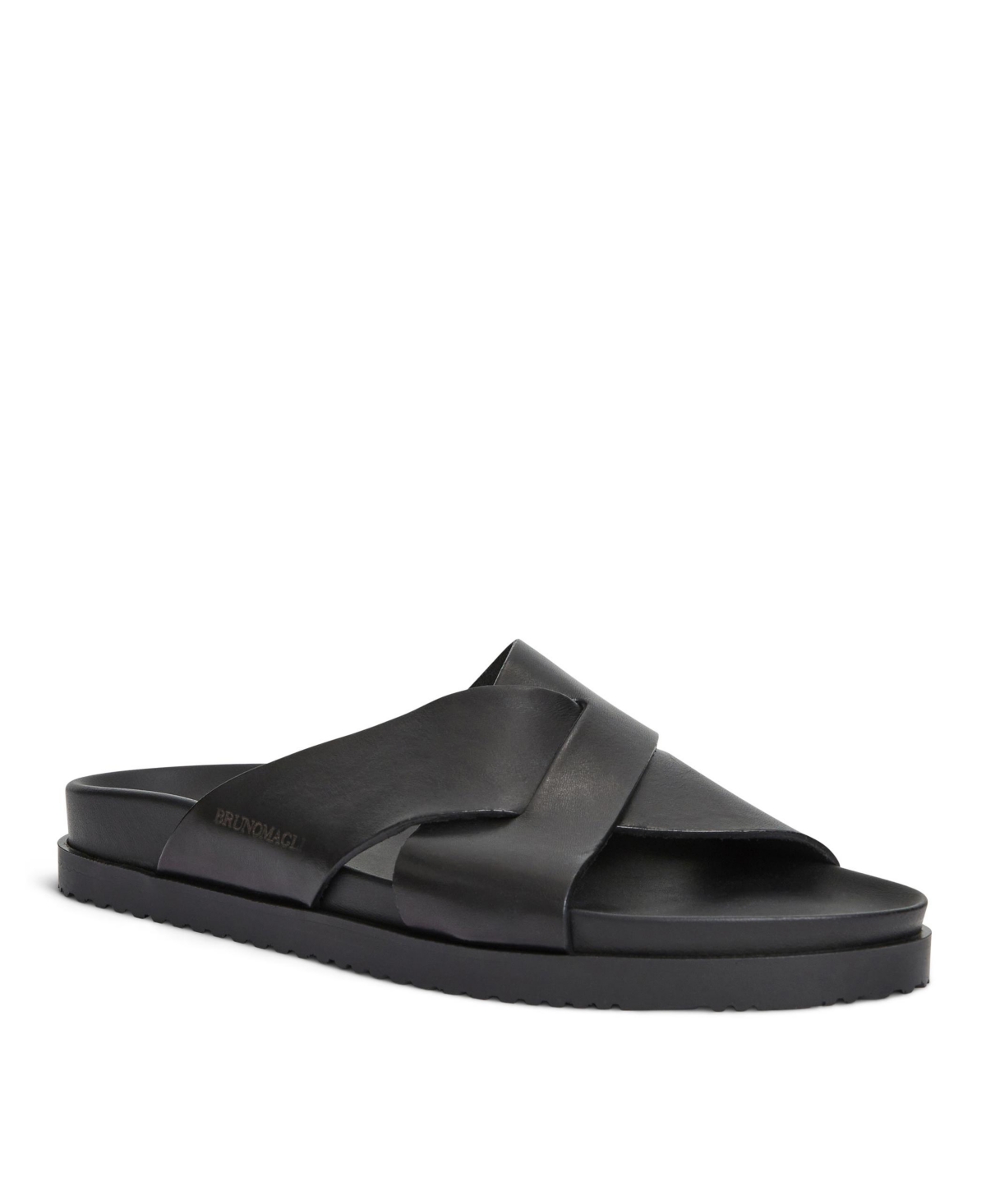 Shop Bruno Magli Men's Bologna Leather Crisscross Sandals In Black