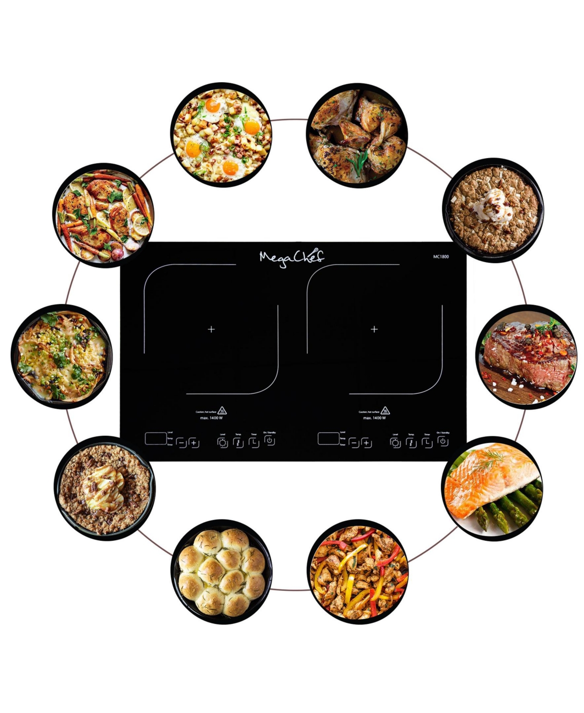 Megachef 1800 Watts Dual Induction Cooktop In Black