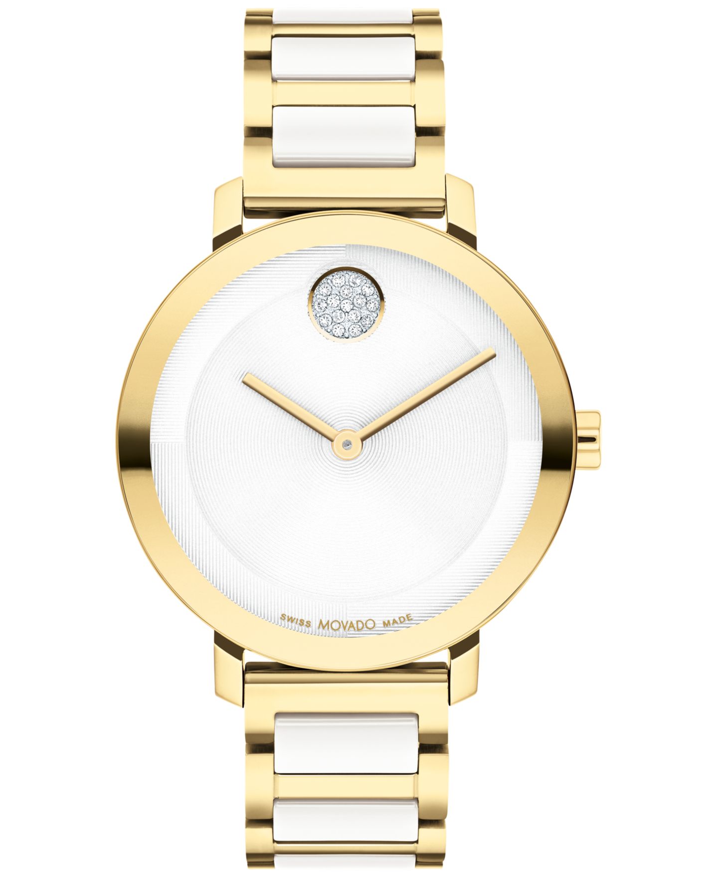 Женские часы Movado Swiss Bold Evolution 2.0 White Ceramic & Gold Ion Plated Steel Bracelet Watch 34mm — фото 1