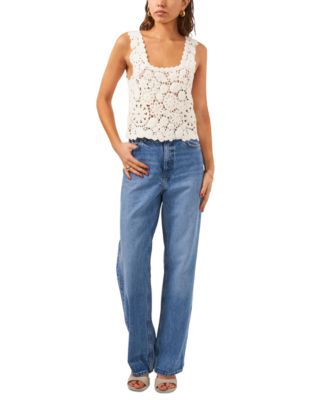 1.STATE - Women's Crochet Scoop Neck Sleeveless Top