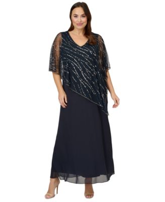 Plus Size Beaded Popover Gown 