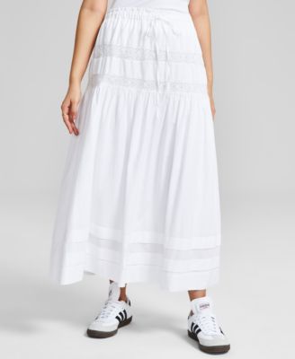Women's Tie-Waist Lace-Inset Maxi Skirt, Exclusively at Macy's  