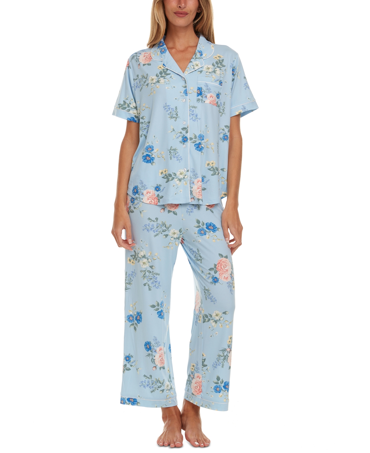 Shop Flora By Flora Nikrooz Women's Annie 2-pc. Pajamas Set In Blue