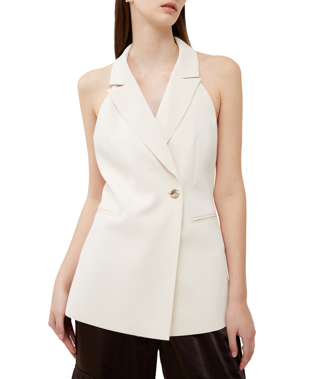 Shop French Connection Women's Harrie Halter-neck Waistcoat In Summer White