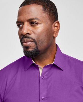 Men's Slim-Fit Gold Trim Solid Dress Shirt