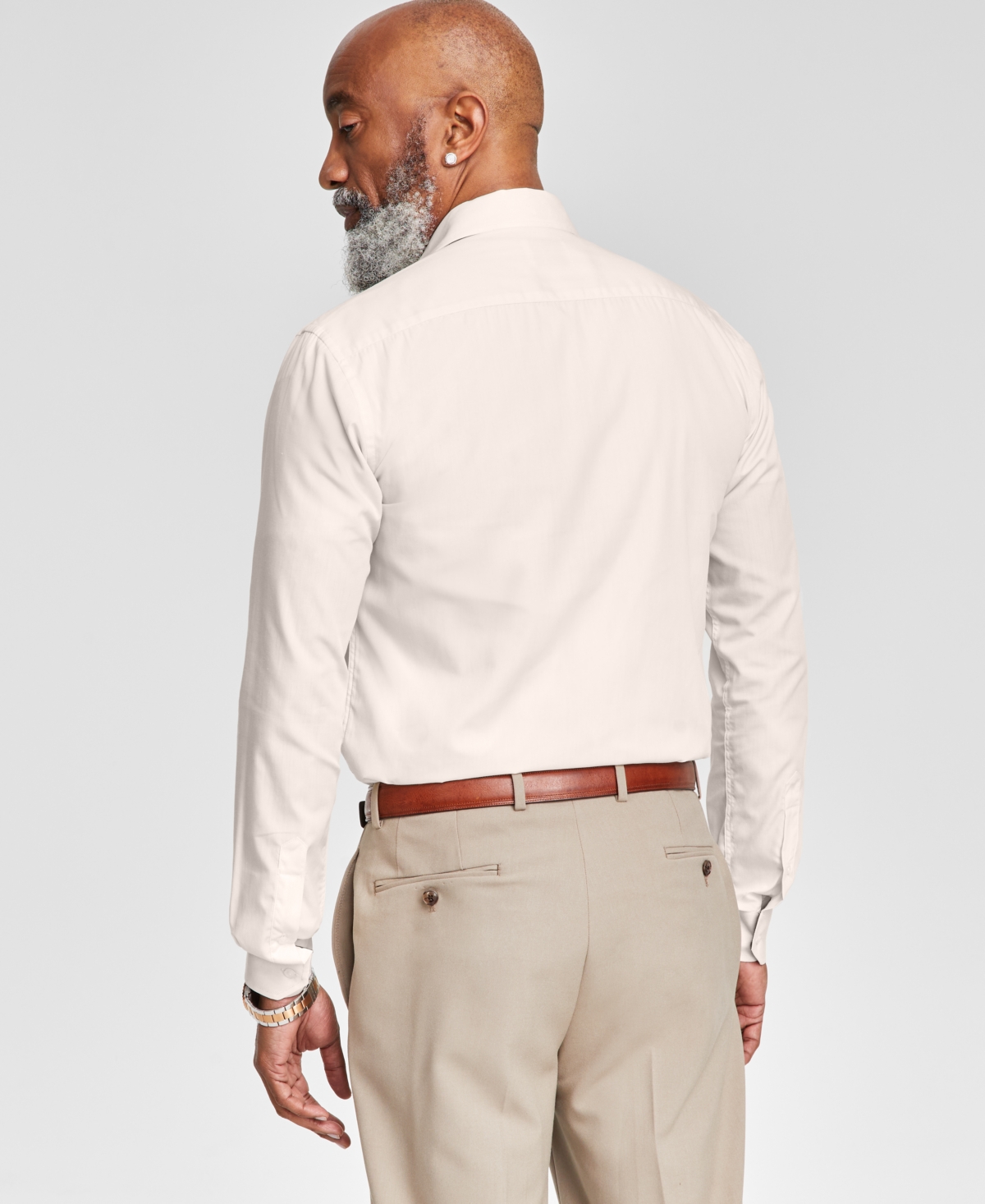 Tayion Collection Men's Slim-Fit Creme Dress Shirt -cr