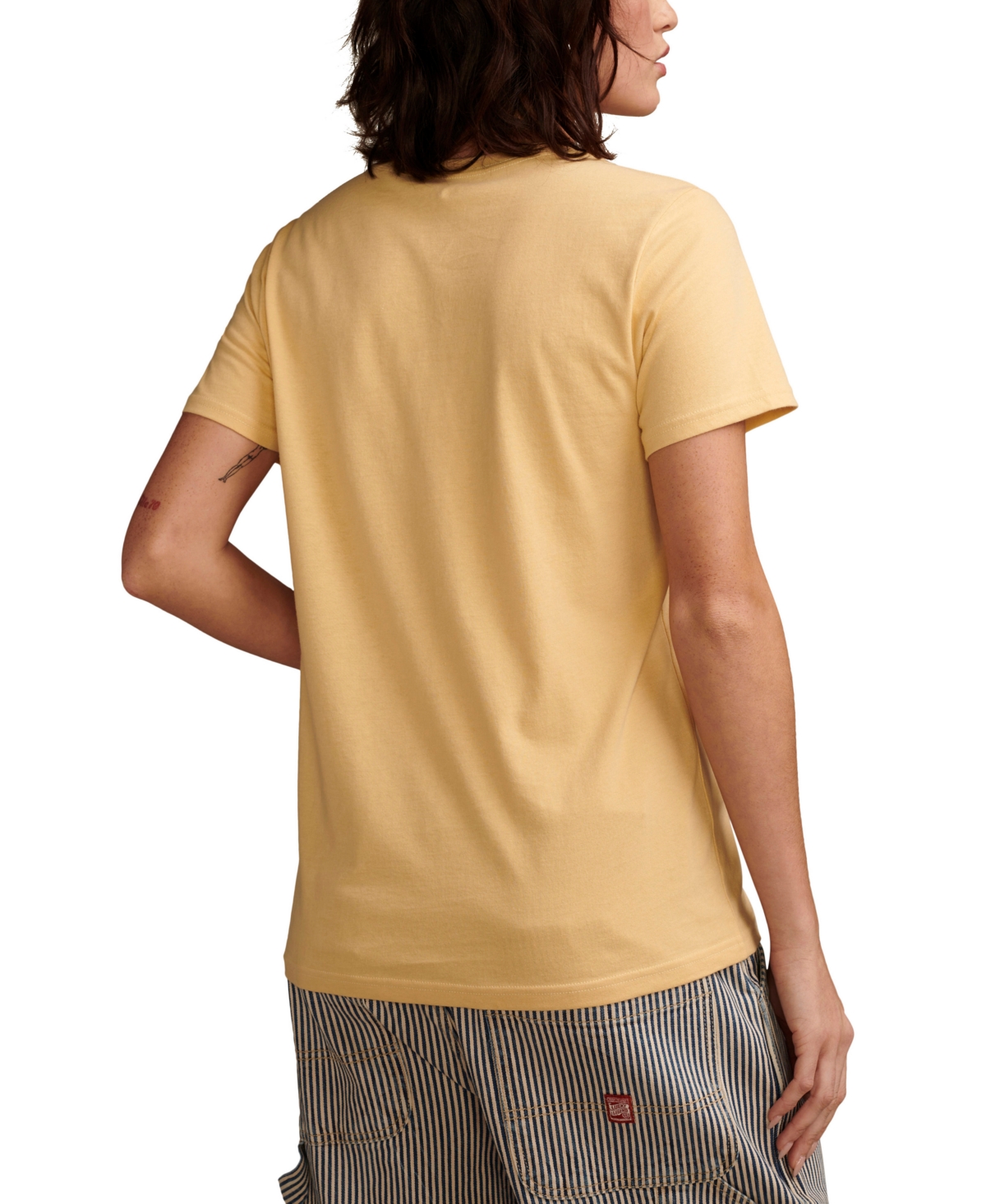 Shop Lucky Brand Women's Aries Classic Crewneck Cotton Short-sleeve T-shirt In New Wheat