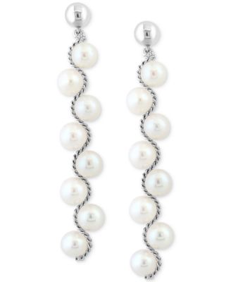 EFFY&reg; Freshwater Pearl Linear Drop Earrings in Sterling Silver