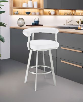 Magnolia 30" Swivel Bar Stool in Brushed Stainless Steel with Faux Leather